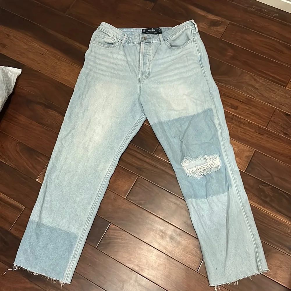 Hollis yet high rise jeans with distress and patchwork - Picture 1 of 3